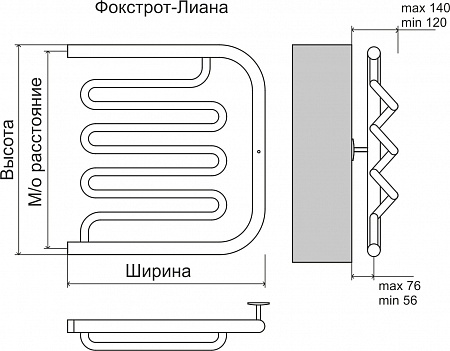 Фокстрот-Лиана AISI 500х500 Полотенцесушитель  TERMINUS Сургут - фото 3