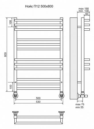 Нойс П12 500х800 Полотенцесушитель  TERMINUS Сургут - фото 3