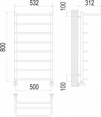 Полка П8 500х800  Полотенцесушитель  TERMINUS Сургут - фото 3