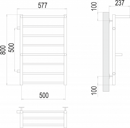 Аврора с 2-мя/п П8 500х800 бп500 слева Полотенцесушитель TERMINUS Сургут - фото 3
