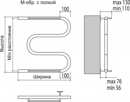 М-обр с/п AISI 32х2 600х400 Полотенцесушитель  TERMINUS Сургут - фото 3