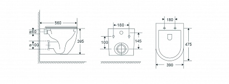 Подвесной унитаз безободковый Terminus Енисей Monolit 560х390 белый Сургут - фото 8