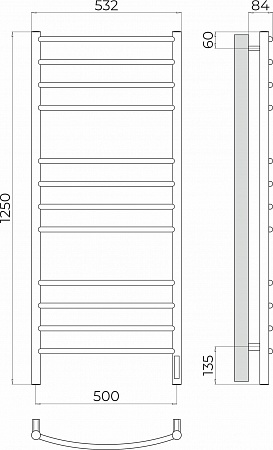 Классик П12 500х1250 Электро (quick touch) Полотенцесушитель TERMINUS Сургут - фото 3