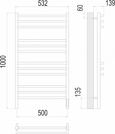 Прато П12 500х1000 электро (sensor quick touch) Полотенцесушитель  TERMINUS Сургут - фото 3