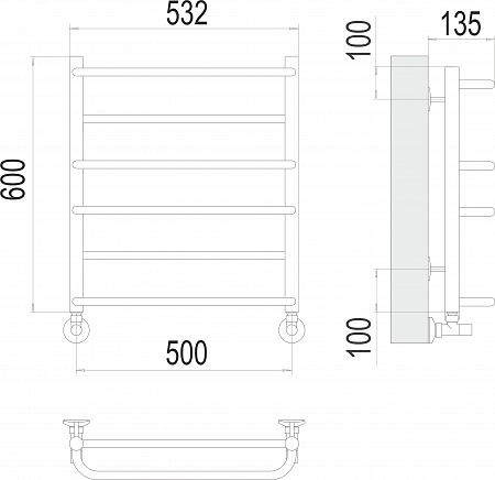 Евромикс П6 500х600 Полотенцесушитель  TERMINUS Сургут - фото 3