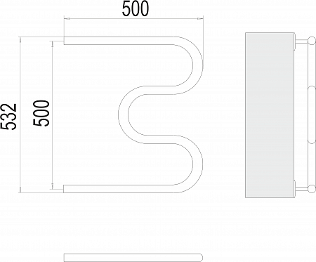 М-обр AISI 32х2 500х500 Полотенцесушитель  TERMINUS Сургут - фото 3