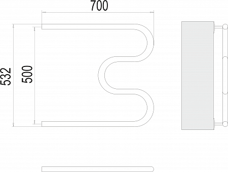 М-обр AISI 32х2 500х700 Полотенцесушитель  TERMINUS Сургут - фото 3