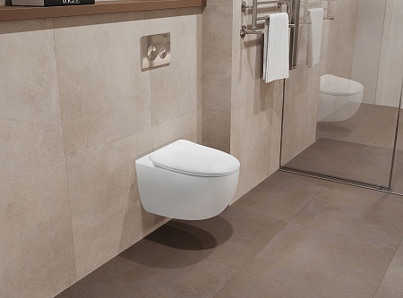 Подвесной унитаз безободковый Terminus Енисей Monolit 560х390 белый Сургут - фото 1