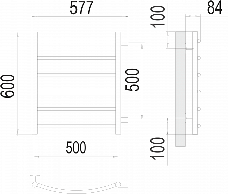 Классик П6 500х600 бп500 Полотенцесушитель  TERMINUS Сургут - фото 3