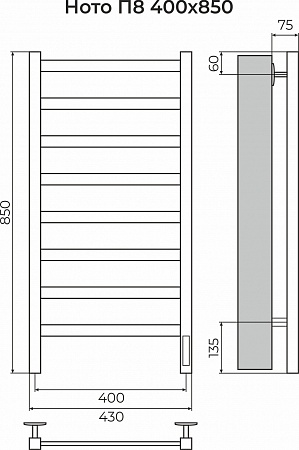 Ното П8 400х850 Электро (quick touch) Полотенцесушитель TERMINUS Сургут - фото 3