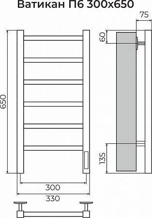 Ватикан П6 300х650 Электро (quick touch) Полотенцесушитель TERMINUS Сургут - фото 3