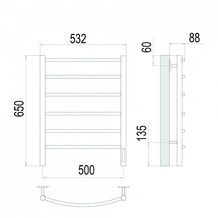 Классик П6 500х650 Электро (quick touch) Полотенцесушитель TERMINUS Сатин Сургут - фото 4