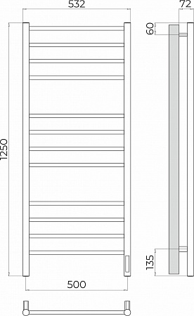 Аврора П12 500х1250 Электро (quick touch) Полотенцесушитель TERMINUS Сургут - фото 3