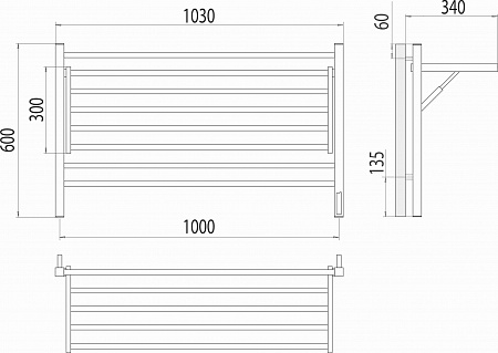 Горизонт П8 1000х600 электро КС ЧЕРНЫЙ МУАР (sensor quick touch) Полотенцесушитель TERMINUS Сургут - фото 5